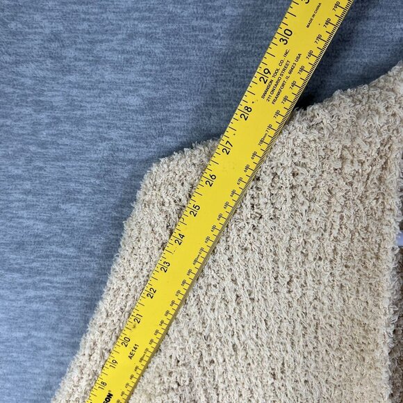 Hers & Mine Womens S Fuzzy Soft Long Maxi Beige Loose Knit Open Cardigan Pocket - Picture 9 of 15